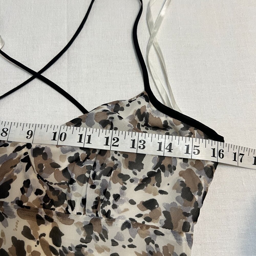 Kensie 100% Silk Dress Sz 4 Brown Animal Print Criss Cross Back Mini Cocktail - Picture 7 of 12